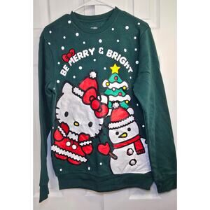 Sanrio Hello Kitty Merry & Bright Pom Fleece Pullover Sweatshirt- Size Small